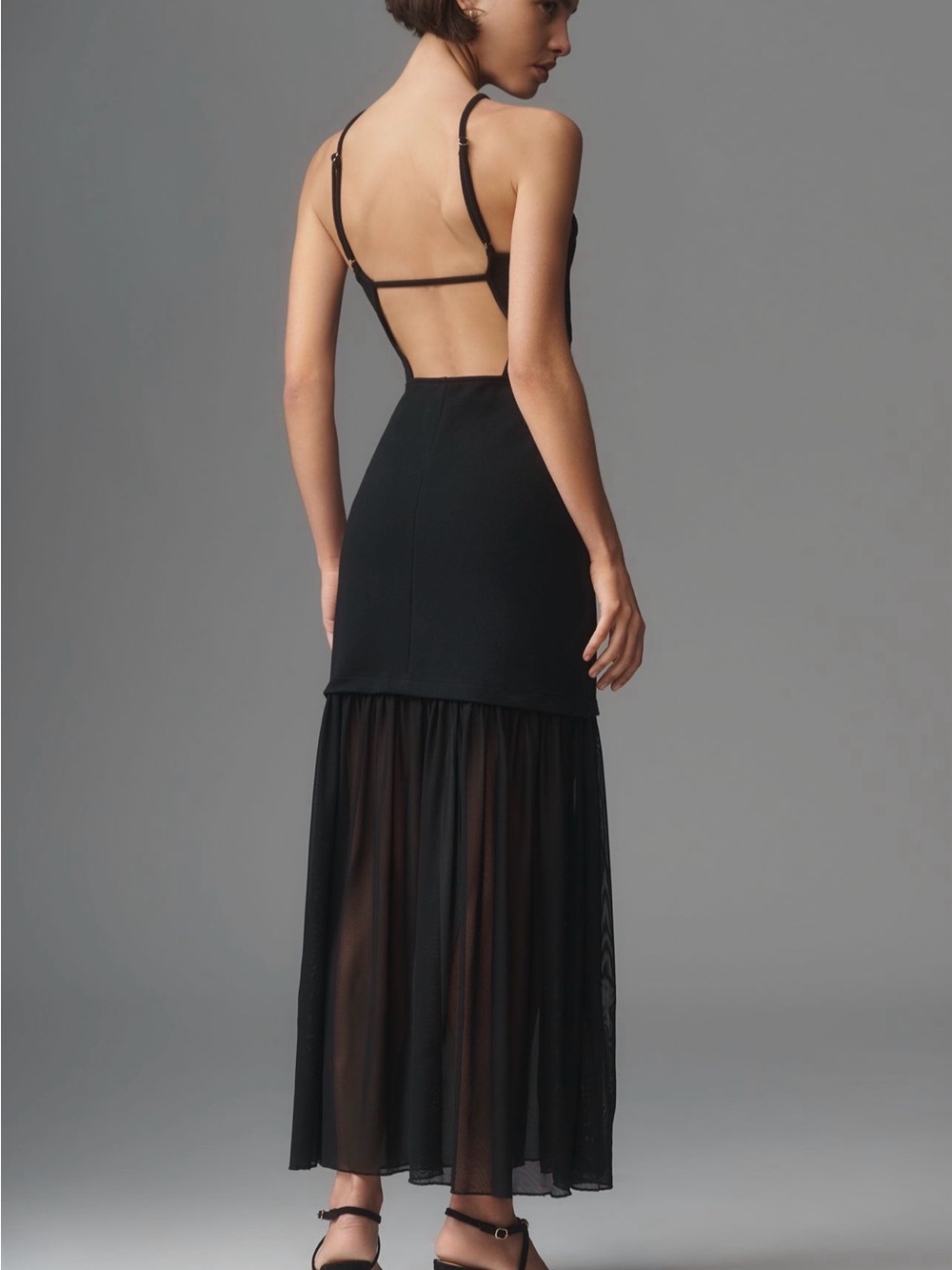 Anthropologie Black Backless Halter Gown - Picture 4 of 13